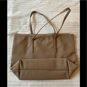 Lacoste Zippered Tote - Taupe/Brown